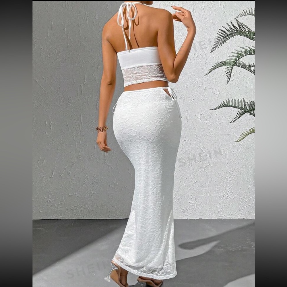 Lace Up Backless Two Piece Set - image 2